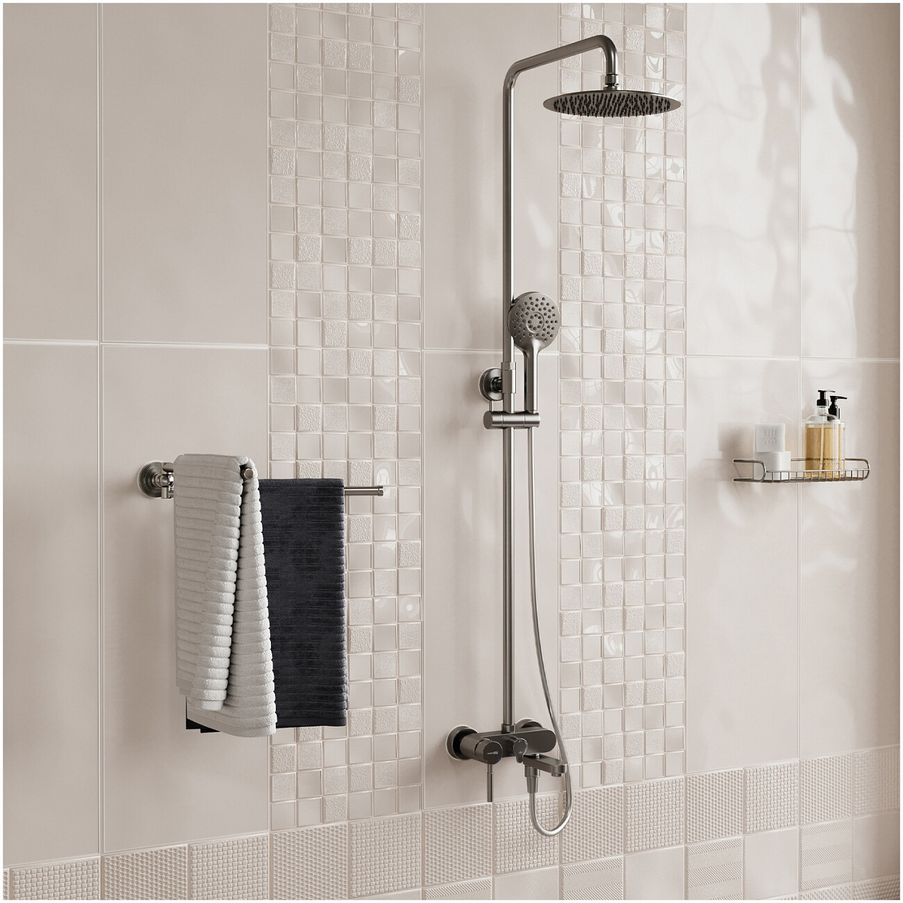 Душевая система со смесителем из латуни никель Wasserkraft A14201 - изображение 5