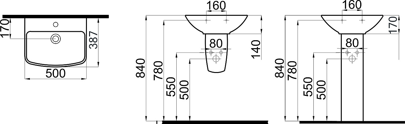 Раковина подвесная керамическая прямоугольная 40х50 см белая Stworki "Дублин" K3501-2505-001-1-0000 - изображение 2