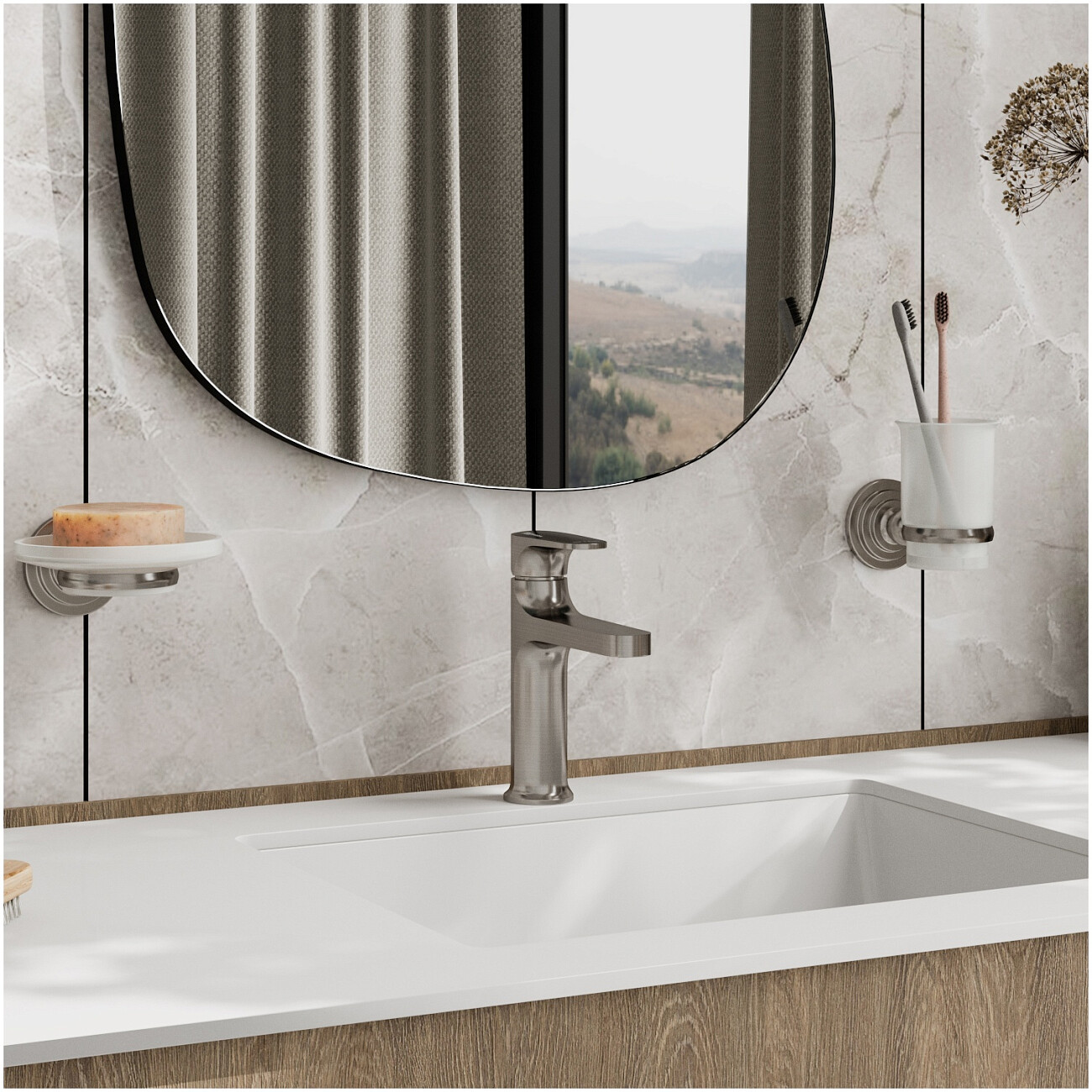 Смеситель для раковины из латуни никель Wasserkraft 1403 - изображение 2