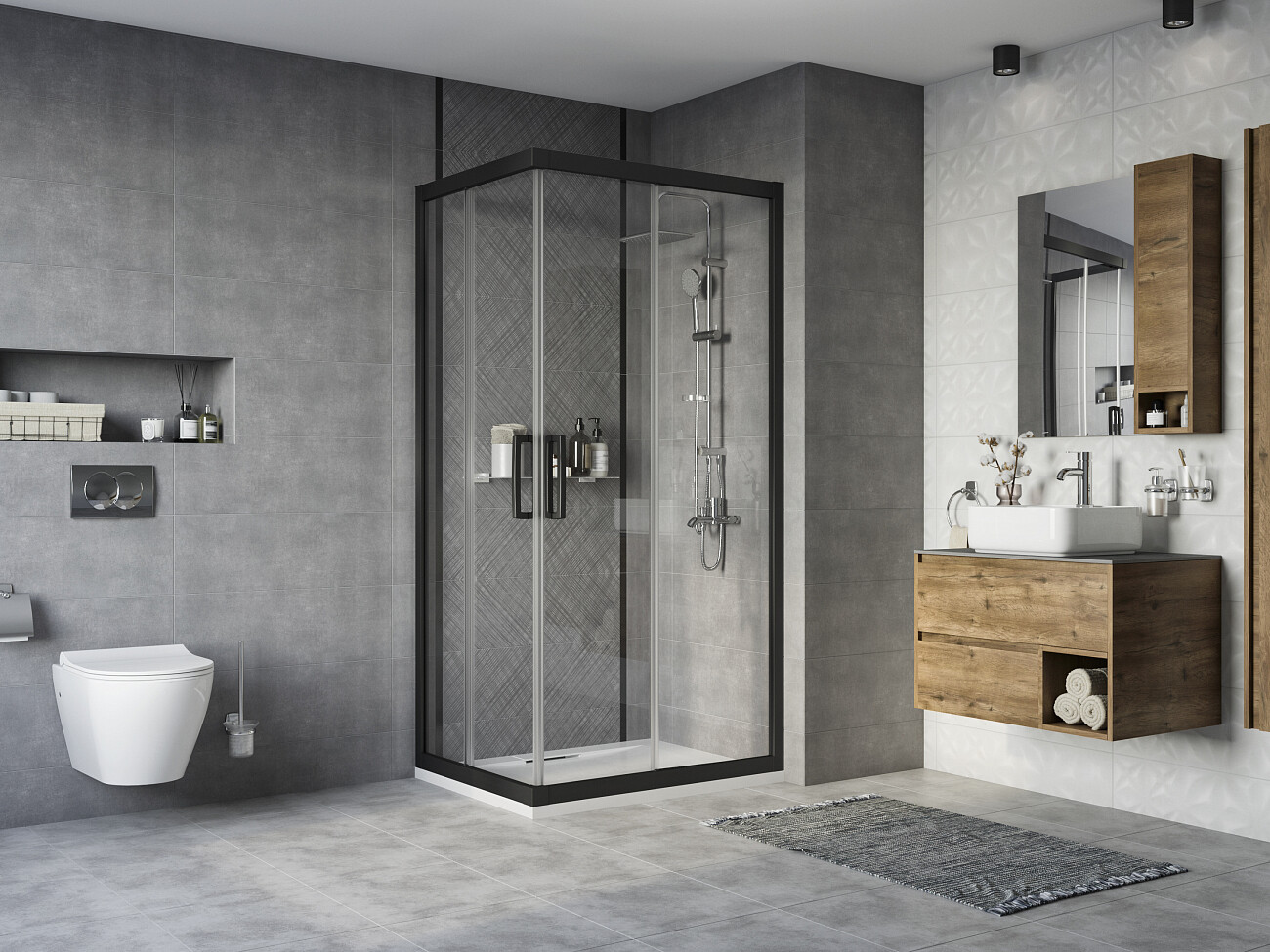 Душевой уголок прямоугольный 80х100 см черный Stworki "Карлстад" 3GW066TTKK000 - изображение 6