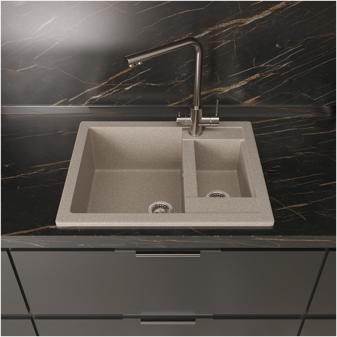 Мойка кухонная песочная Domaci "Болонья" М-19-004 - изображение 7