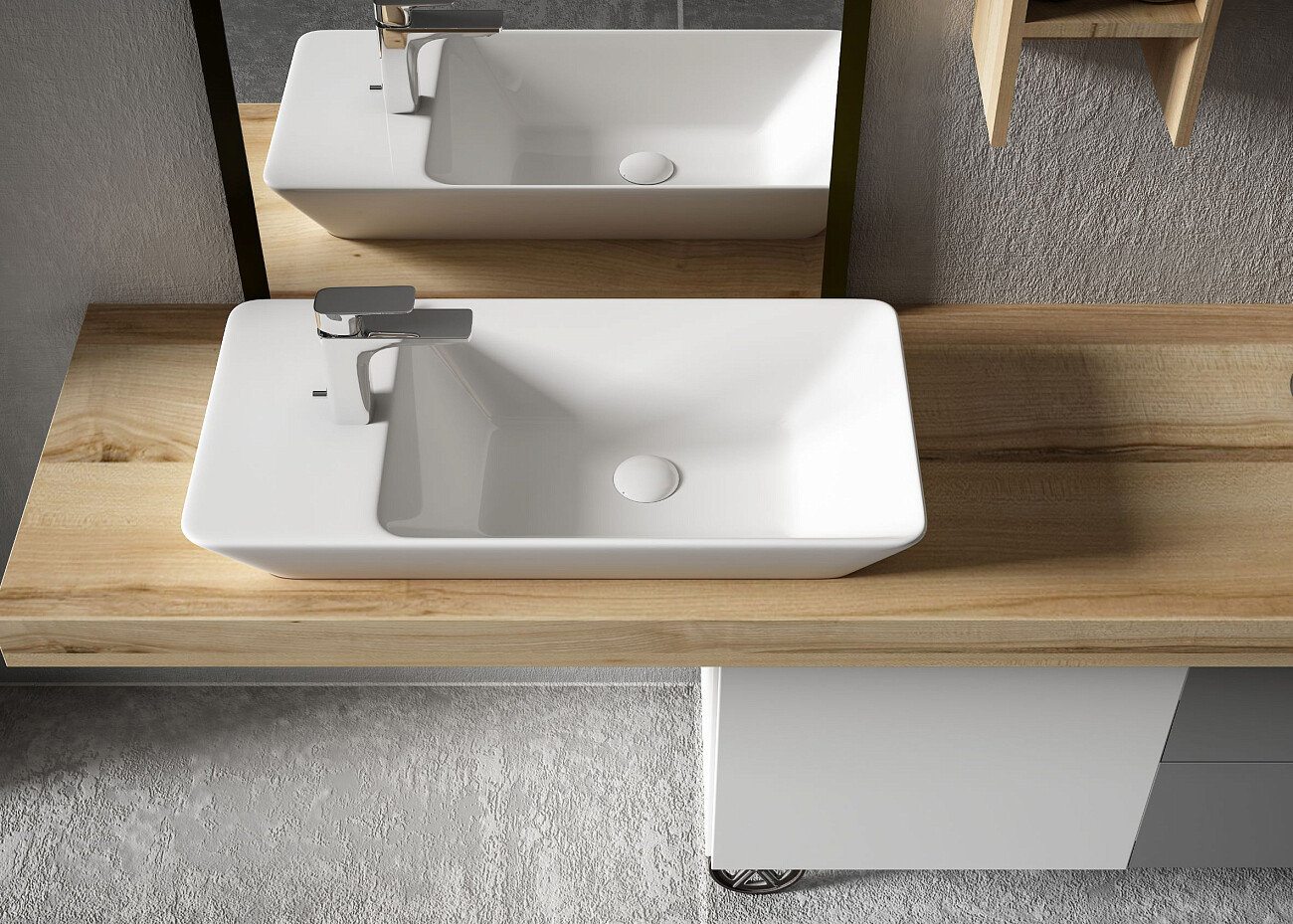 Раковина накладная керамическая прямоугольная 35х70 см белая Stworki 3070-KL - изображение 4