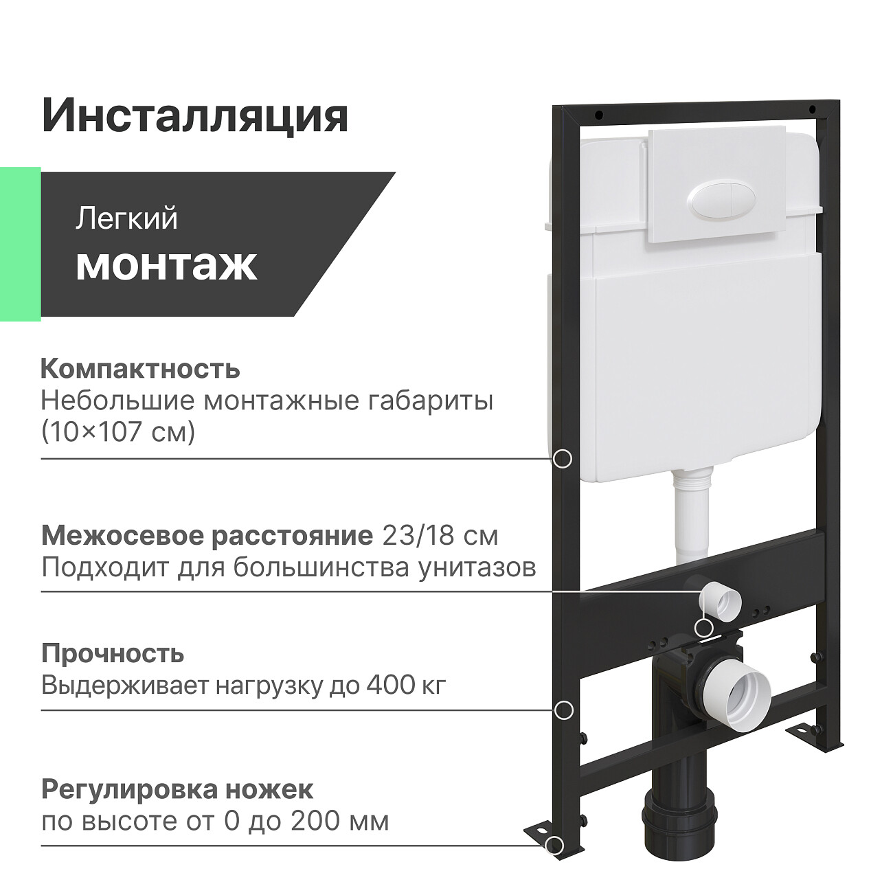 Унитаз белый Ceramicanova Play CN3001 с инсталляцией Ewrika ProLT 0026-2020 и белой кнопкой 0052 - изображение 5