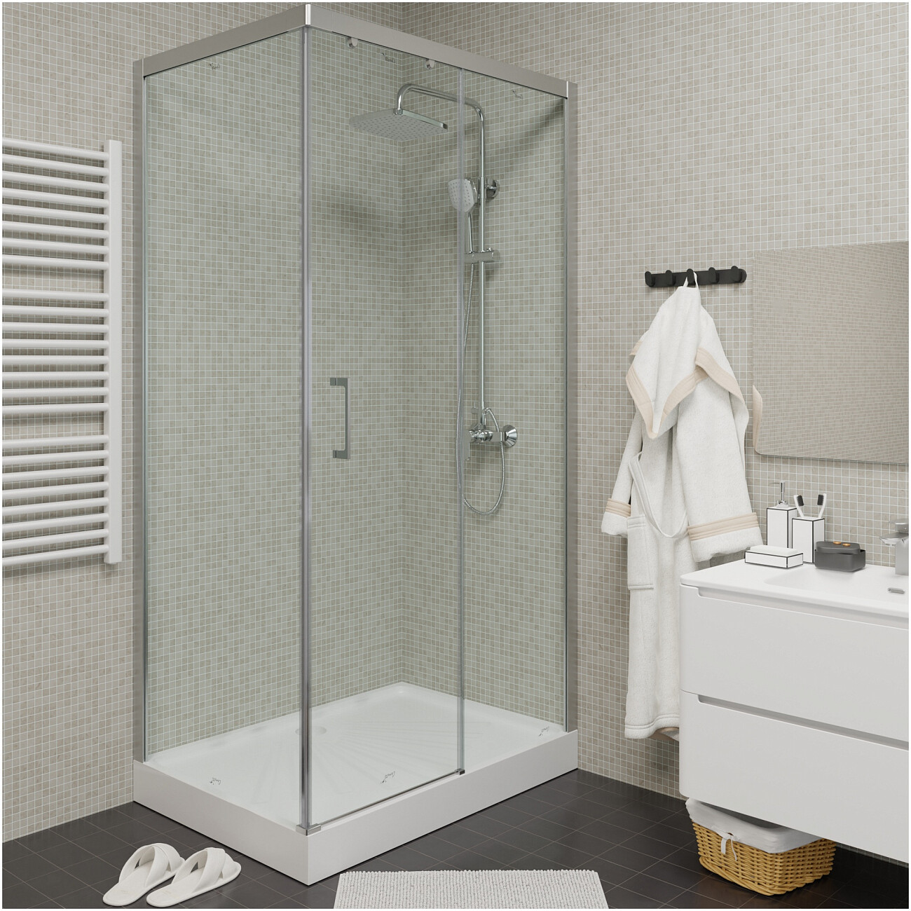 Душевой уголок прямоугольный правый 80x110 см хром Cerutti SPA Vito 110-R - изображение 6