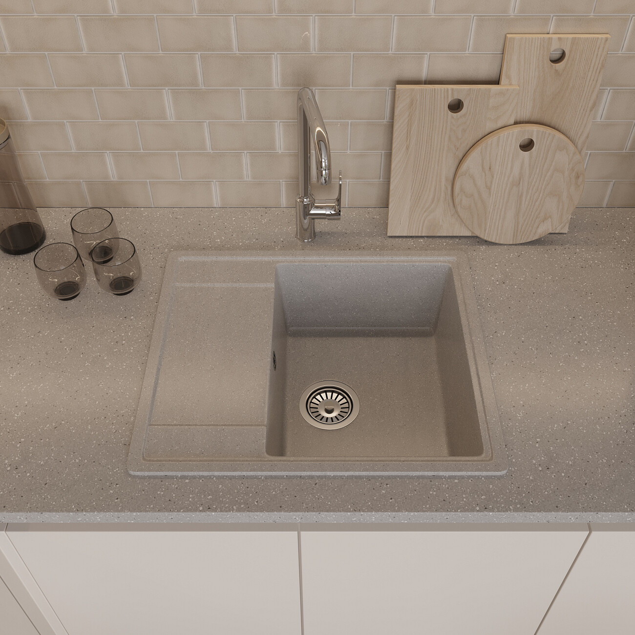 Мойка кухонная серая Domaci "Палермо" PR-575-003 - изображение 8