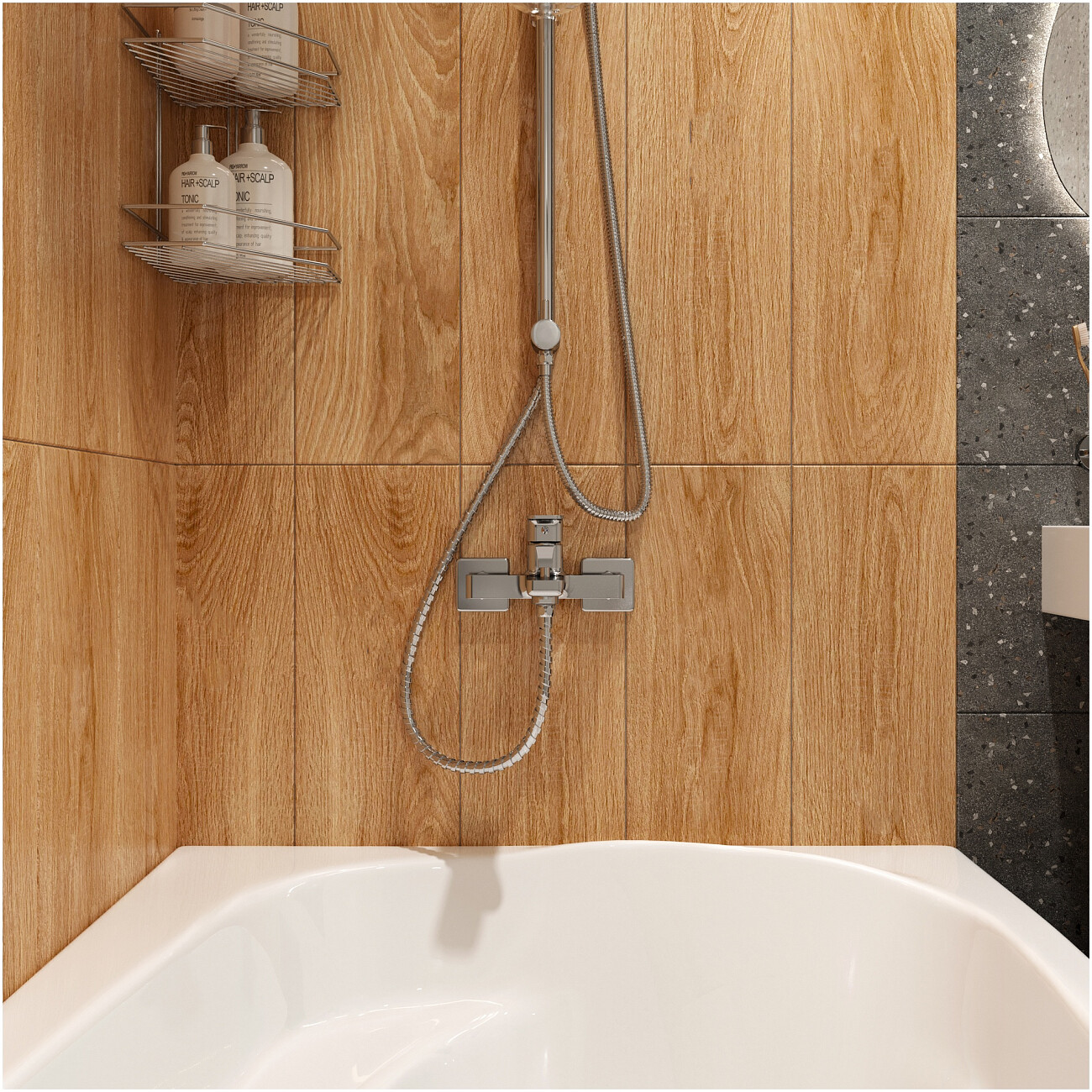 Смеситель для ванны с душем настенный хром Stworki "Мосс" S43100CR - изображение 6