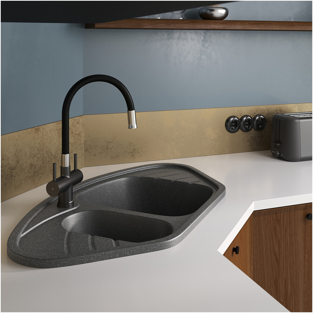 Мойка кухонная антрацит Domaci "Болонья" М-23-007 - изображение 8