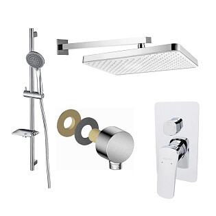 Душевой комплект со смесителем, лейкой и верхним душем хром Aquatek &quot;Вега&quot; AQ1074CR