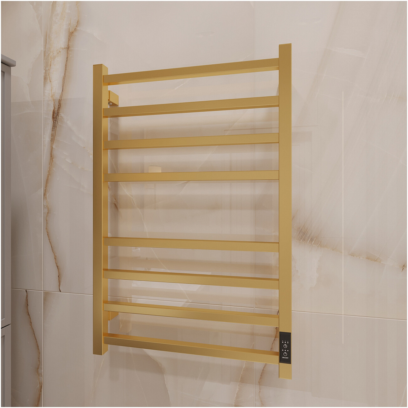 Полотенцесушитель электрический с терморегулятором 50х80 см золото матовое Ewrika "Пенелопа" L2 - изображение 5