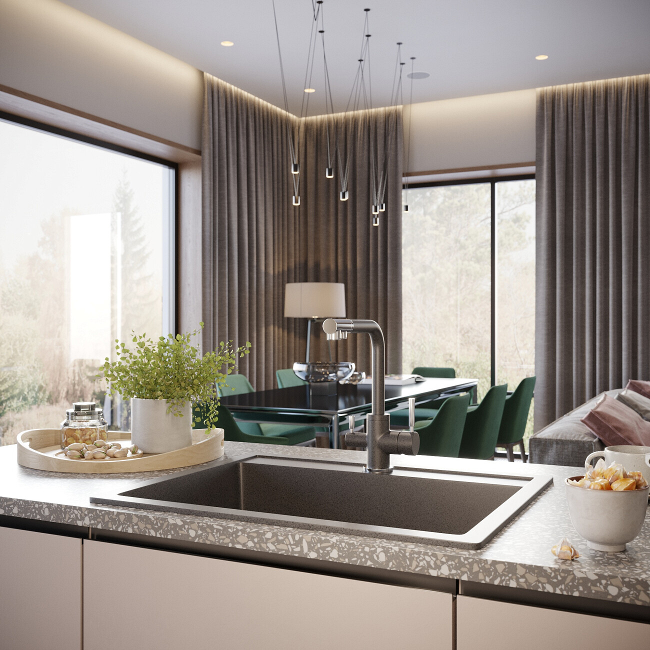 Мойка кухонная 64х51 см антрацит Domaci "Солерно" DMQ-1640.Q - изображение 2