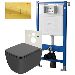 Унитаз Point &quot;Меркурий&quot; PN41831GM с инсталляцией &quot;Элемент&quot; PN45120 с кнопкой &quot;Афина&quot; PN44041G