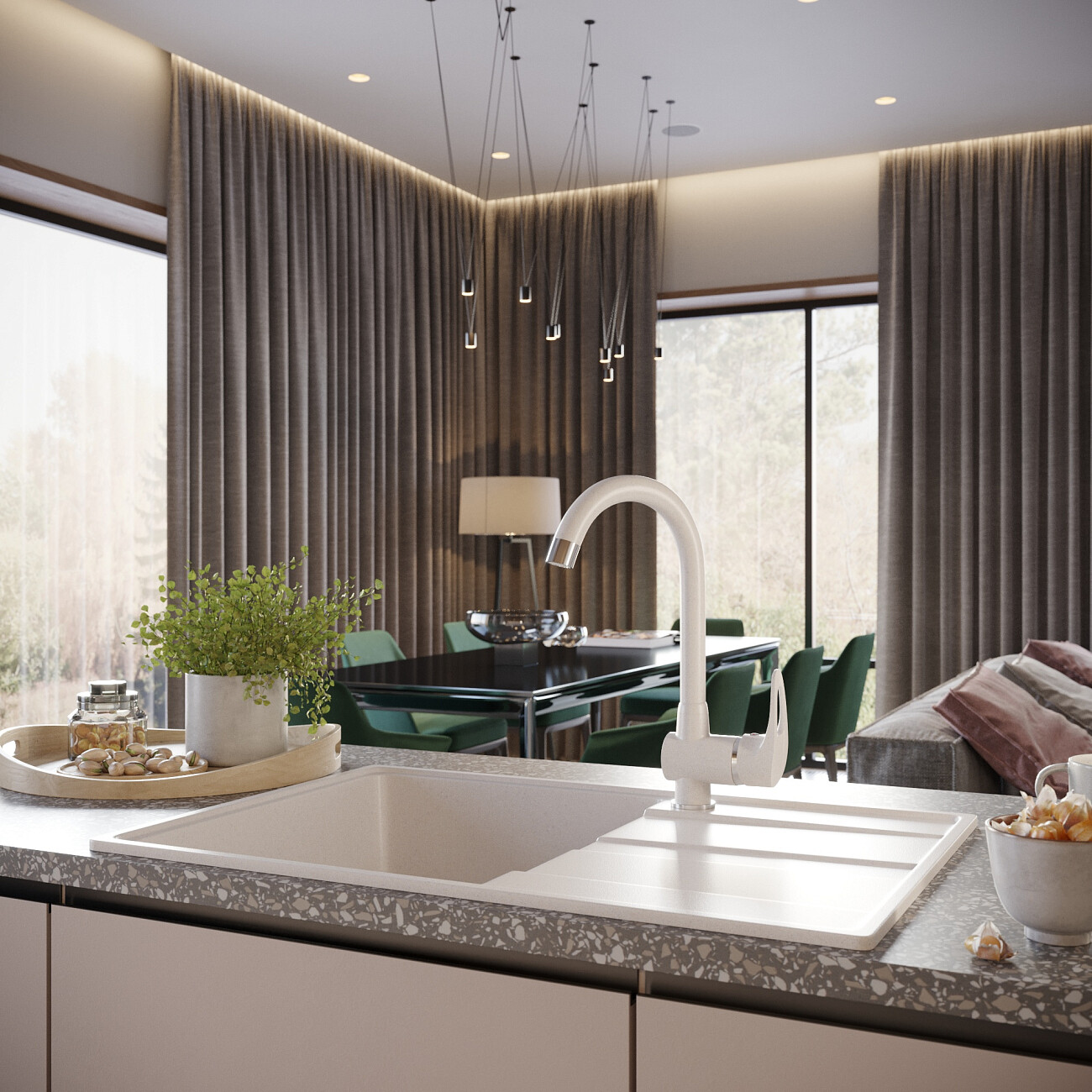 Смеситель для кухни однорычажный жасмин Domaci "Солерно" UQ-006-01 - изображение 4