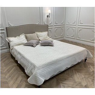 Кровать двуспальная с мягким изголовьем 180х200 бежевая Fleurie