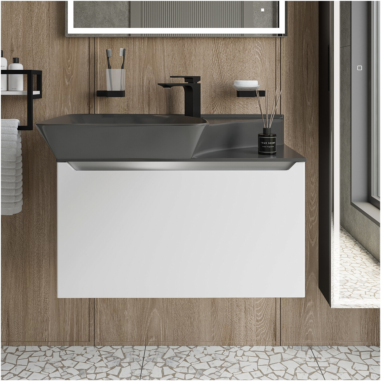 Раковина мебельная фаянсовая 80 см антрацит Stworki "Ши" 3080-KL - изображение 4