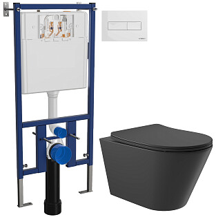 Унитаз подвесной Aqueduto Cone CON0140 с инсталляцией Diwo 4501, с кнопкой белой 7320