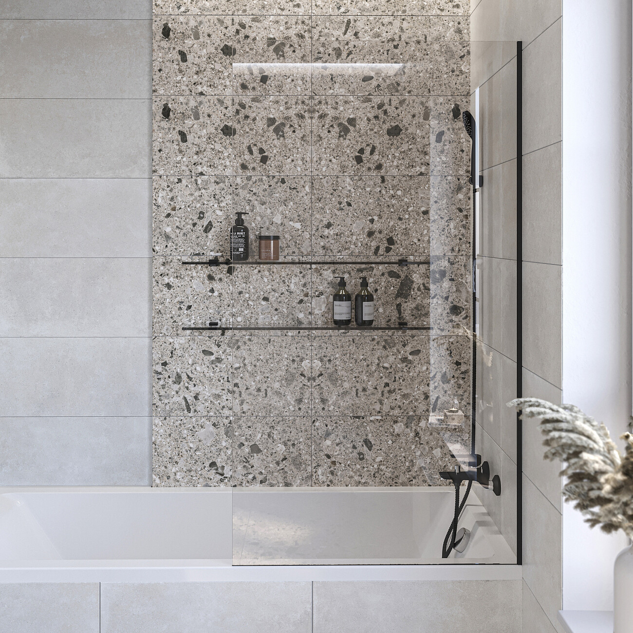 Штора на ванну неподвижная 80х150 см прозрачная, черная Diwo "Ростов" 4GW013 - изображение 2