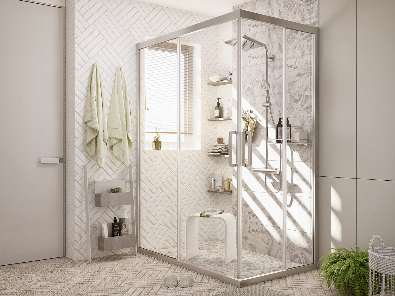 Душевой уголок 140х80 см хром матовый, прозрачное стекло Stworki "Карлстад" - изображение 3