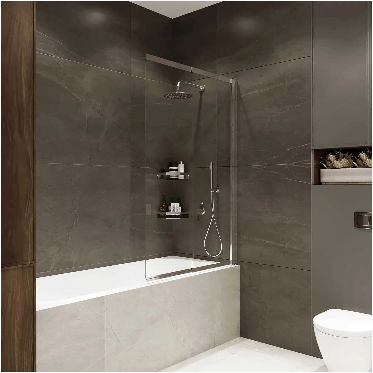 Душевая штора на ванну стеклянная 90х150 см хром Reflection Slider RX15090CCR-22 - изображение 3