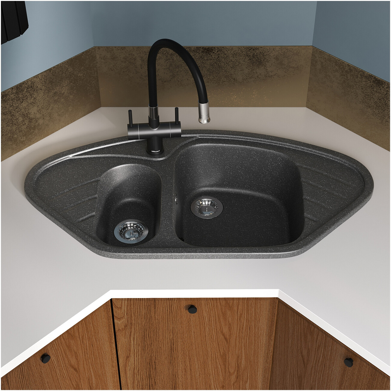 Мойка кухонная антрацит Domaci "Болонья" М-23-007 - изображение 7