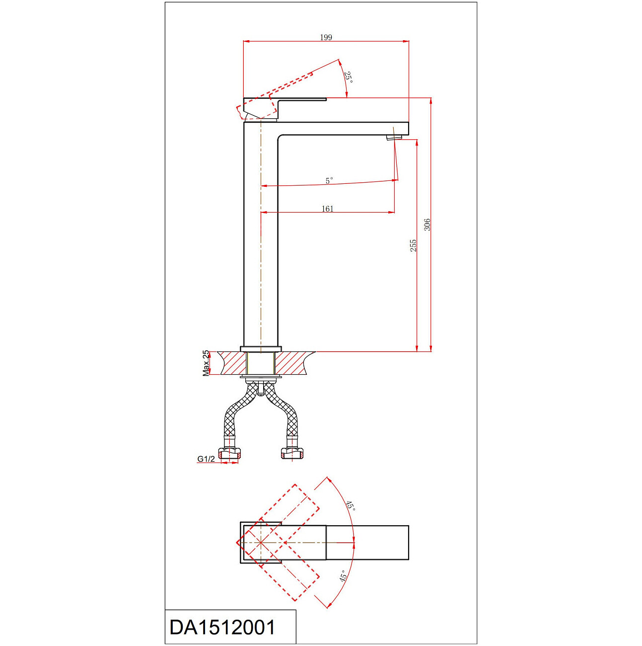 Смеситель для раковины однорычажный золото D&K Bayern Liszt DA1512007 - изображение 2