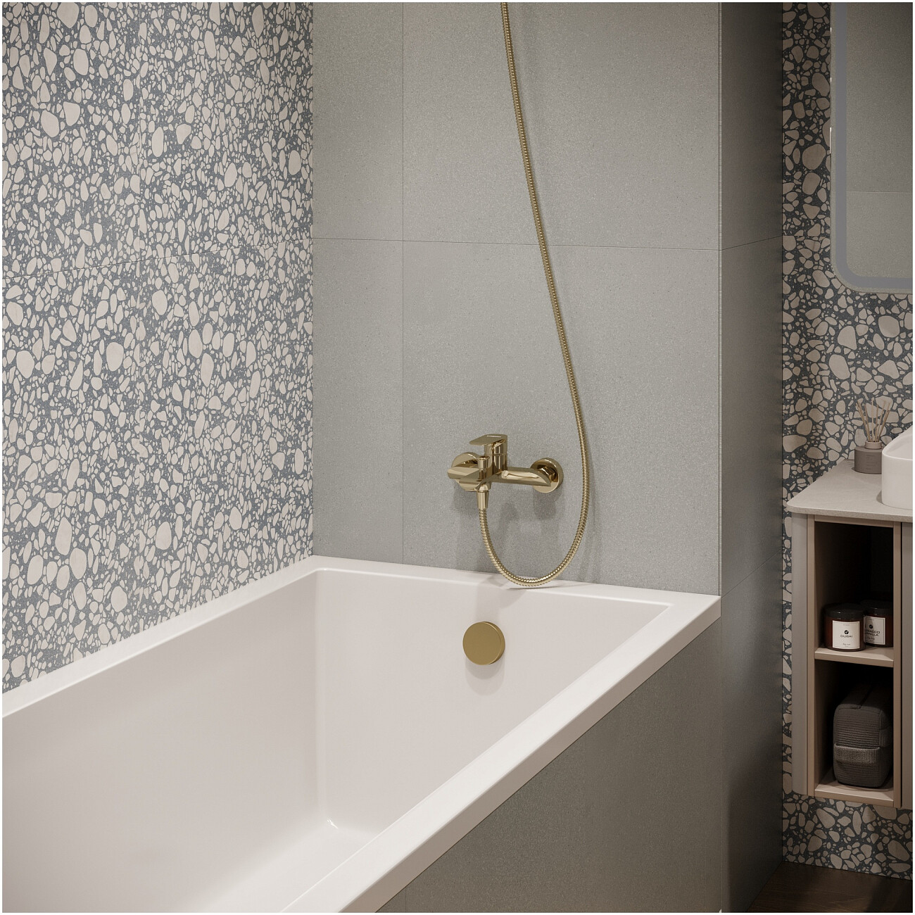 Смеситель для ванны с душем настенный золотой Stworki "Копенгаген" S42100GG - изображение 6