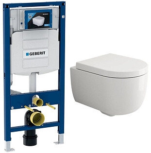 Унитаз подвесной белый Bocchi Parma 1417-001-0129 с инсталляцией Geberit Duofix UP320 111.300.00.5