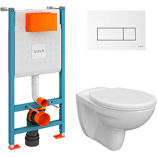 Унитаз подвесной Diwo &quot;Анапа&quot; с инсталляцией VitrA V-Fix Core 732-5800-01 и кнопкой смыва 740-2300