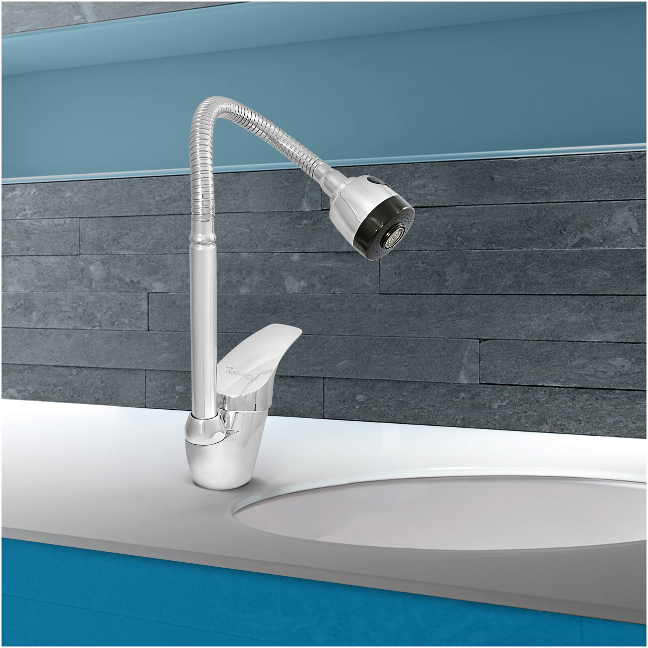 Смеситель для кухни однорычажный с гибким изливом хром Juguni Luxe Perseus 0402.969C - изображение 3