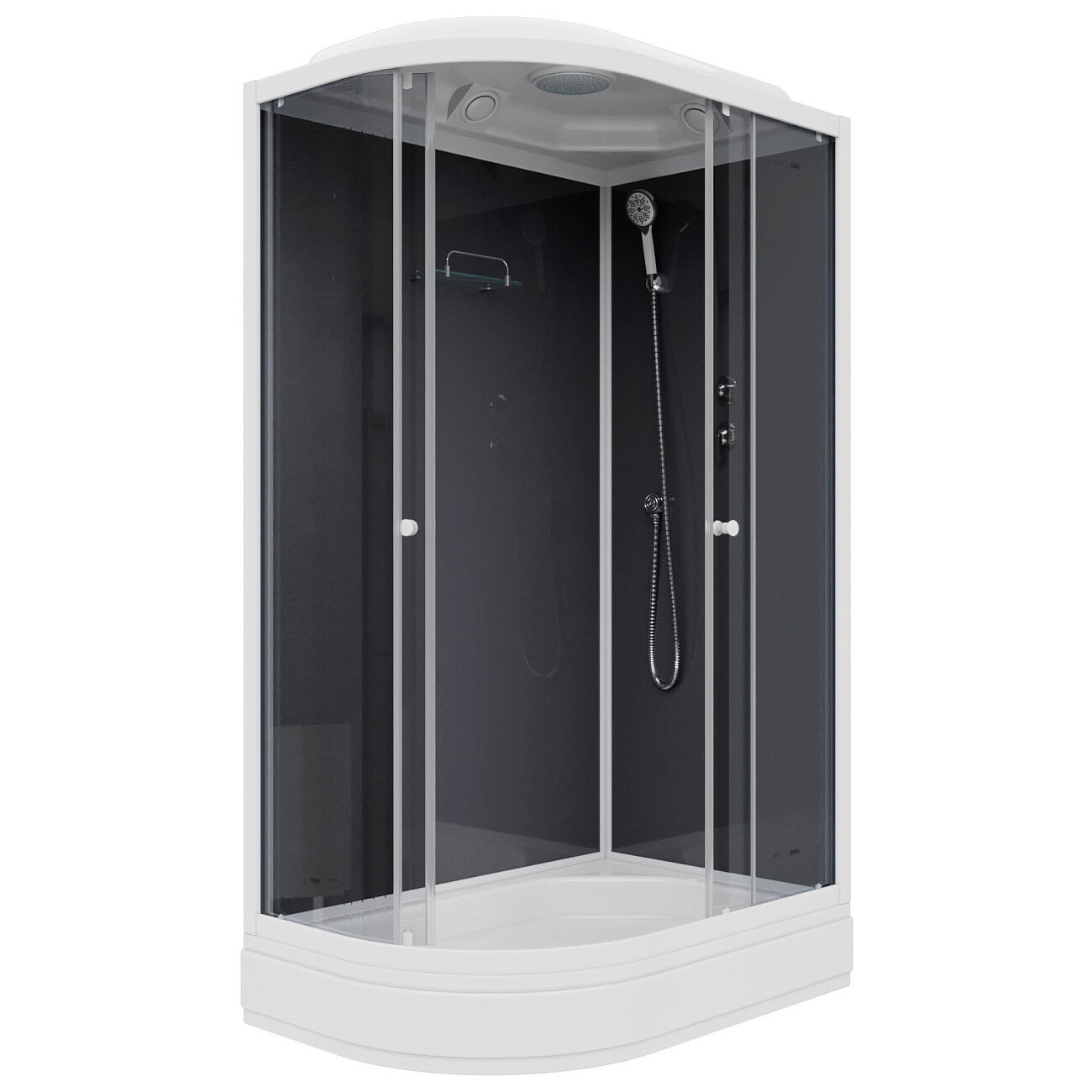 Душевая кабина ассиметричная правая со средним поддоном 80х120 см черная, белая Parly CM121R - изображение 2