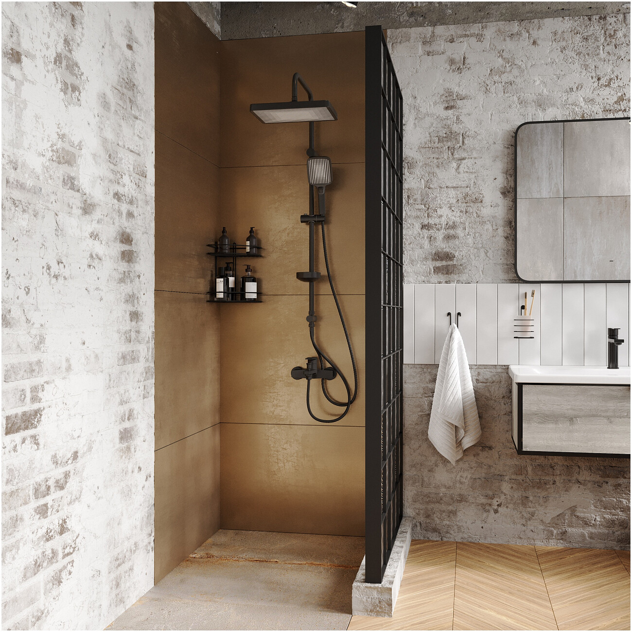 Душевая стойка с верхним душем черная Stworki "Берген" S21180BK - изображение 7