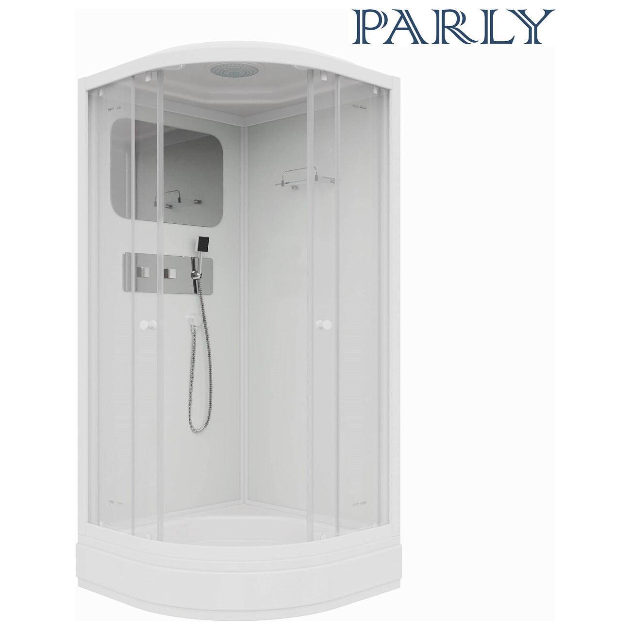 Душевая кабина четверть круга со средним поддоном 95х95 см белая Parly BMM95 - изображение 2