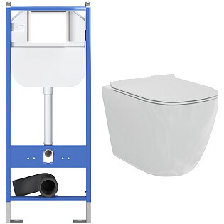Унитаз подвесной белый Creto Logan L1 1001-001-L1W-1 с инсталляцией Standart 1.0 INST-CR-1.0