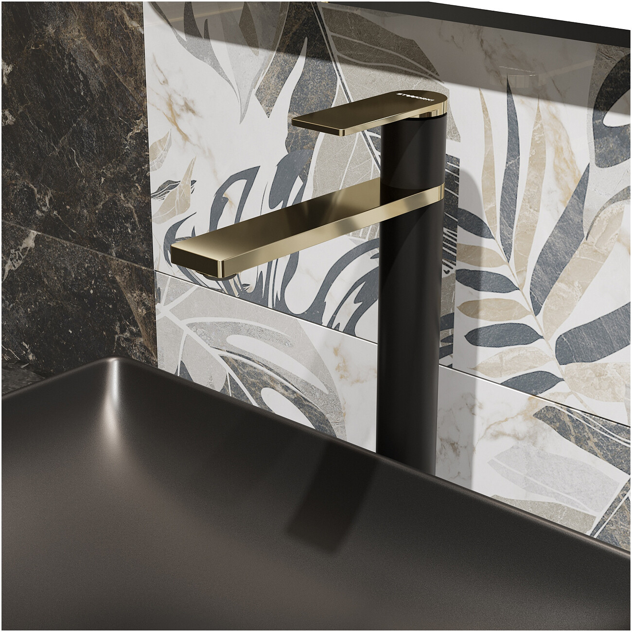 Смеситель для раковины однорычажный черный, золотой Stworki "Олланд" S01020BG - изображение 5