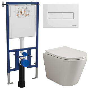 Унитаз подвесной Ceramicanova Highlight Rimless CN1804 с инсталляцией Diwo 4501, с кнопкой 7320