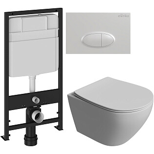 Унитаз Stworki &quot;Кронборг&quot; S28401WH с инсталляцией Ewrika ProLT 0026-2020, с кнопкой белой 0052