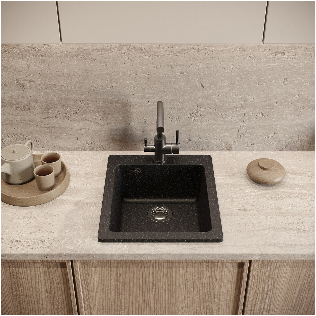 Мойка кухонная черная Domaci "Болонья" М-08-002 - изображение 7