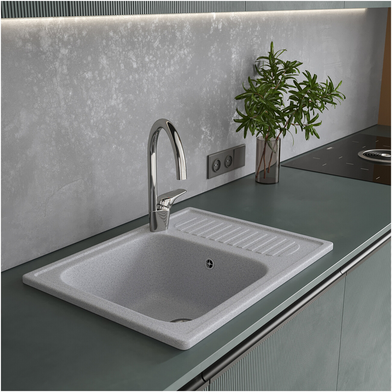 Мойка кухонная серая Domaci "Болонья" М-15-005 - изображение 8