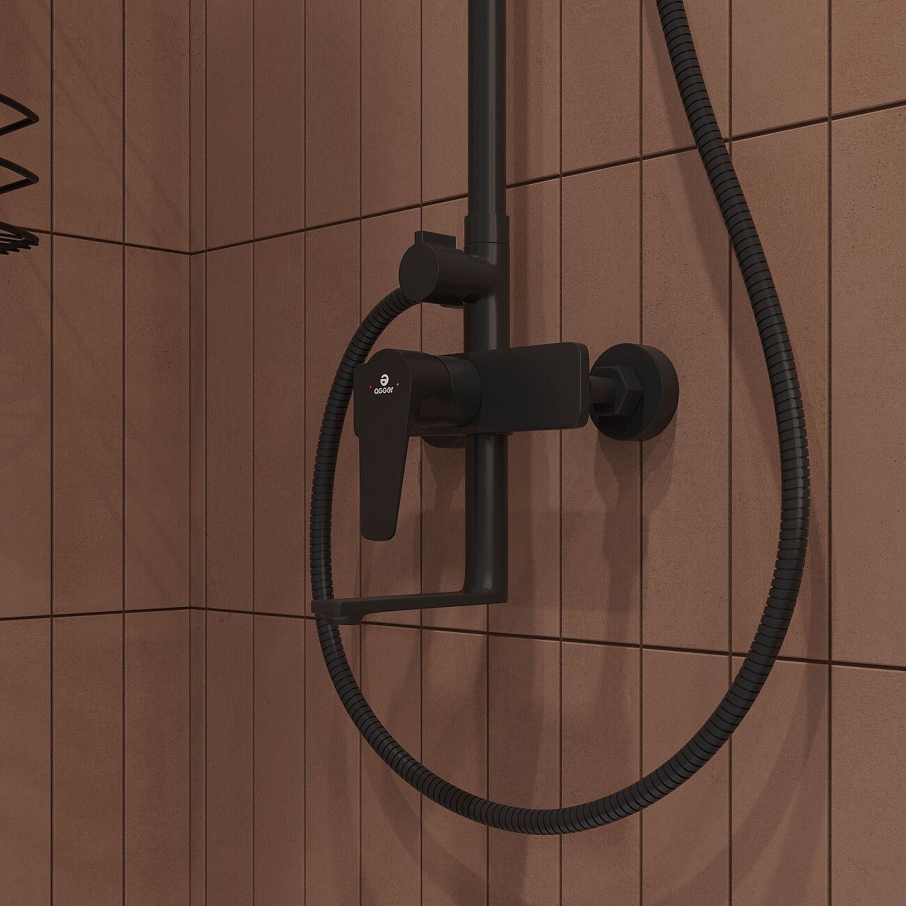 Душевой комплект с верхним душем и смесителем для ванны и душа черный Stworki "Вестерос" VS-04b - изображение 6