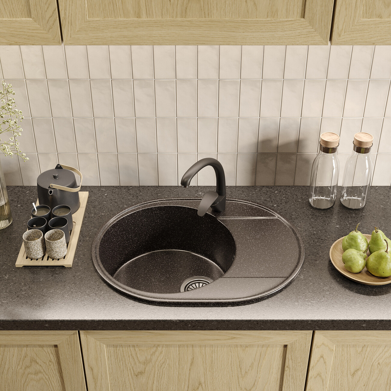 Мойка кухонная черная Domaci "Палермо" PR-610-004 - изображение 9