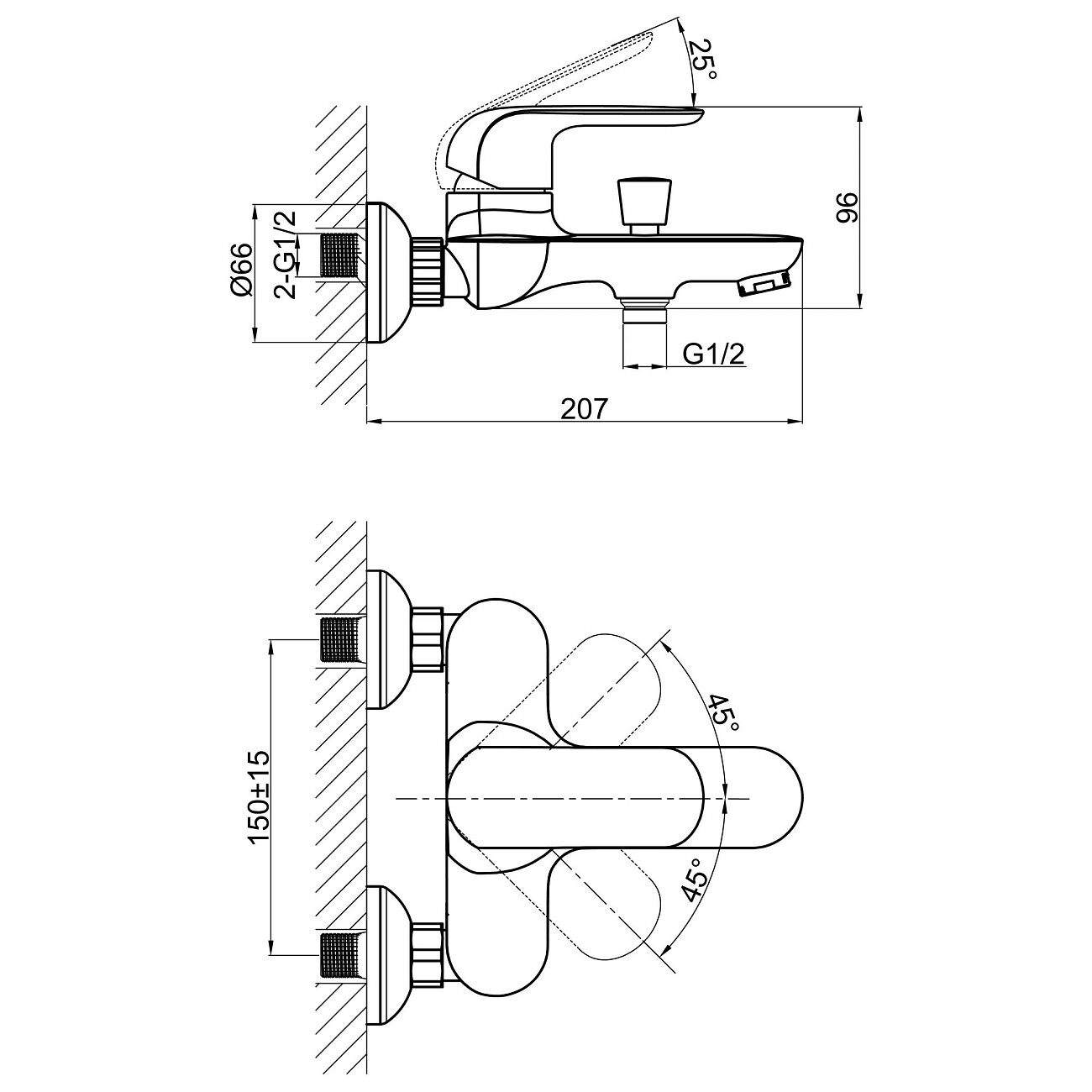 Смеситель для ванны однорычажный с душевым гарнитуром черный D&K Venice Gondola DA1023218 - изображение 2