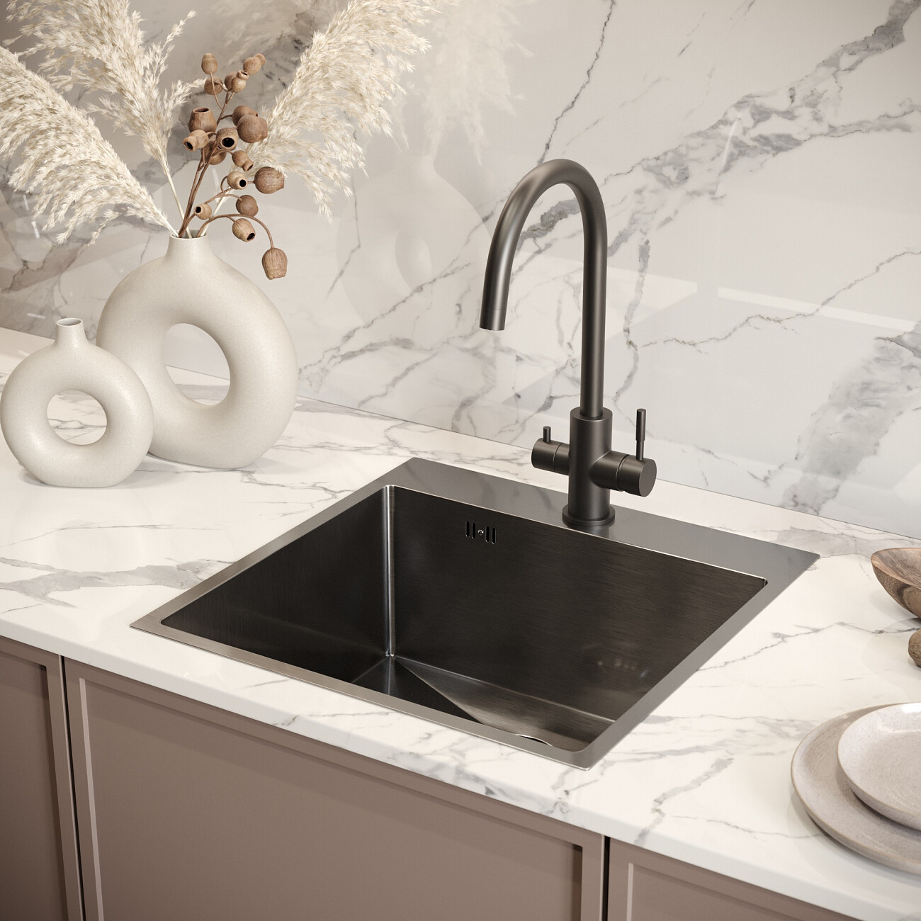 Мойка кухонная вороненая сталь Domaci "Равенна" DMG5151 - изображение 5