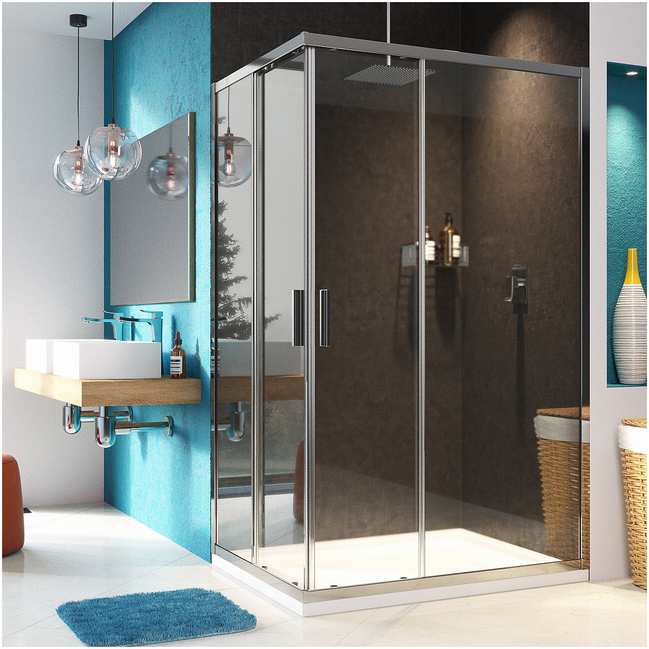 Душевой уголок прямоугольный 120х90 см хром Wasserkraft Lippe 45S07 - изображение 2