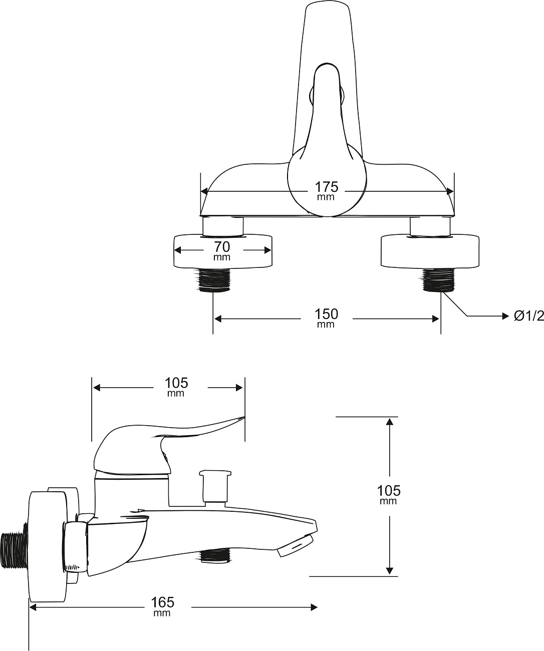 Смеситель для ванны с душем хром Mega Mercan MG-SER103-i - изображение 2