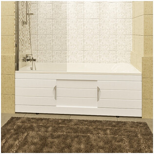 Экран для ванны раздвижной белый 150 см "Родос"