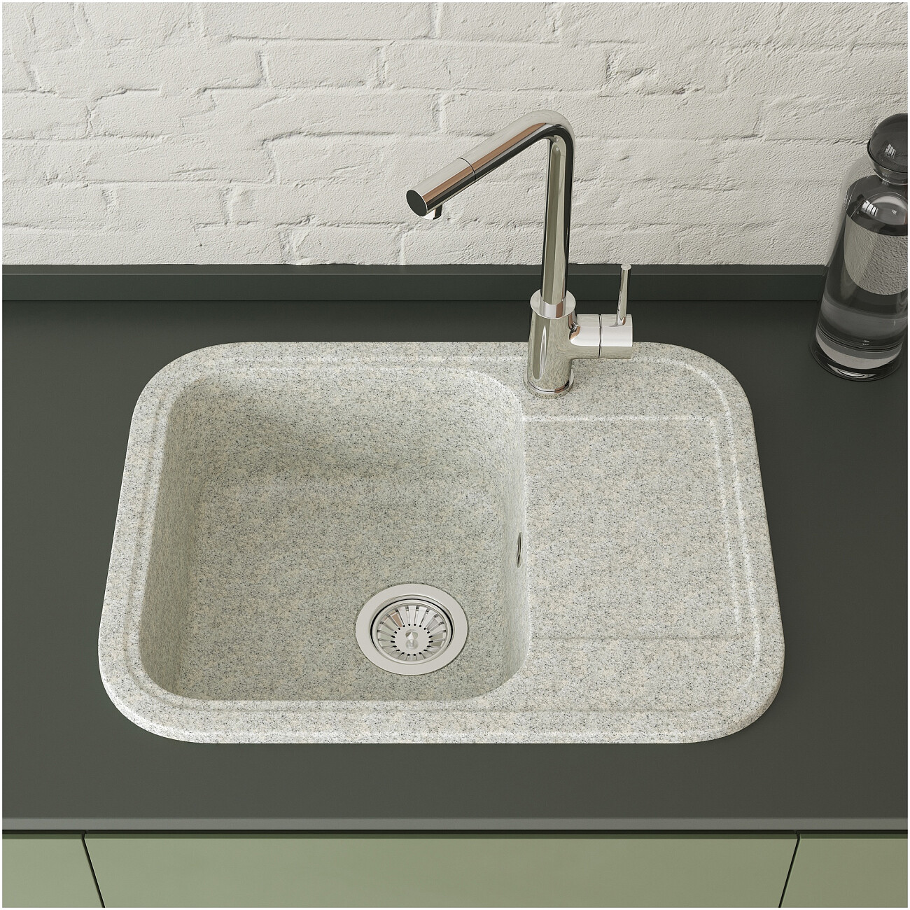 Мойка кухонная из искусственного мрамора светло-серая Domaci "Парма" 61-47-210 - изображение 3