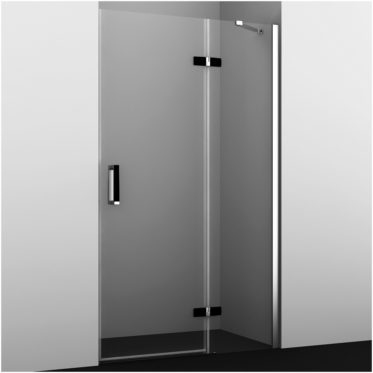 Душевая дверь распашная 120х200 см прозрачная, черная, хром Wasserkraft Aller 10H05RBLACK - изображение 3