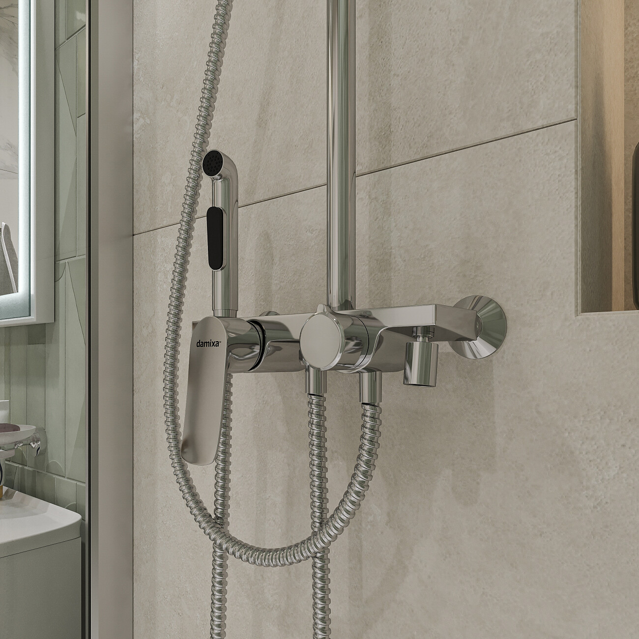 Душевой комплект с верхним и гигиеническим душем хром Stworki "Хаммель" HFXAM78000 - изображение 4