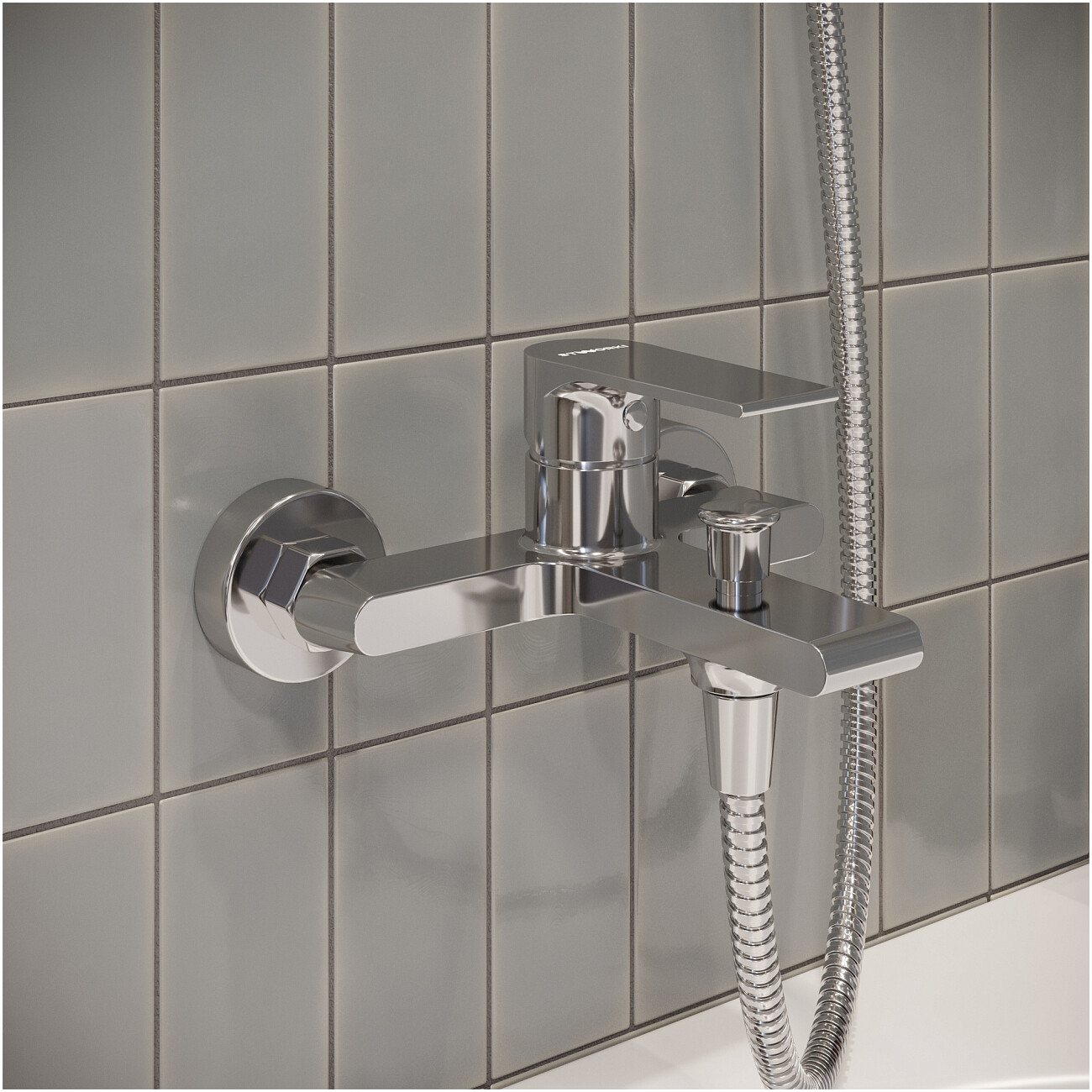 Смеситель для ванны с душем настенный хром Stworki "Колдинг" S32100CR - изображение 5