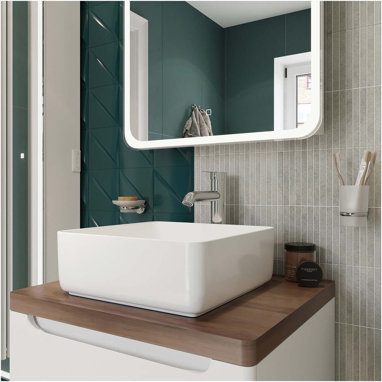 Раковина-чаша фарфоровая квадратная 39 см белая Stworki City 1 - изображение 3