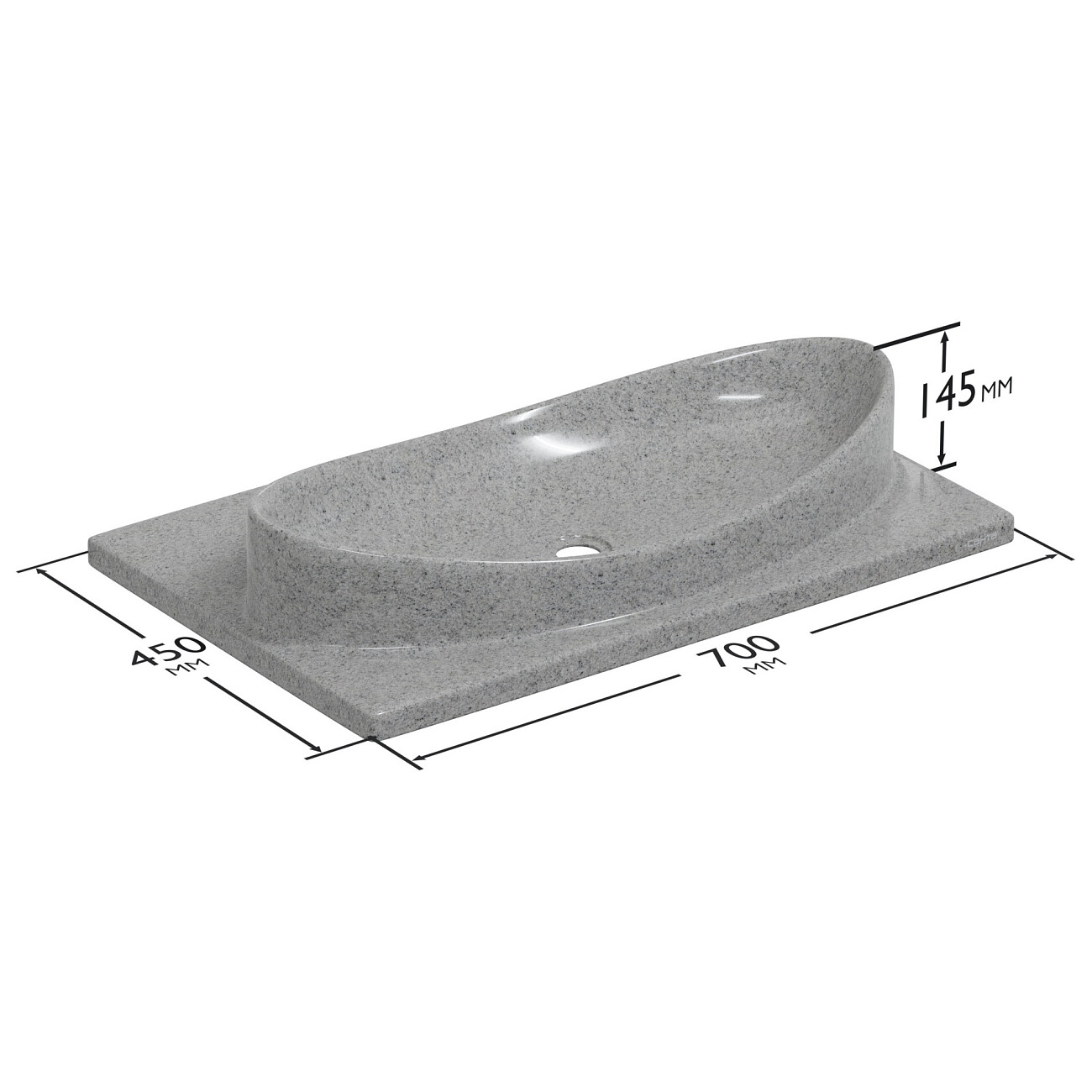 Раковина мебельная 45х70 см вулканический серый "Вега" 900143 - изображение 2